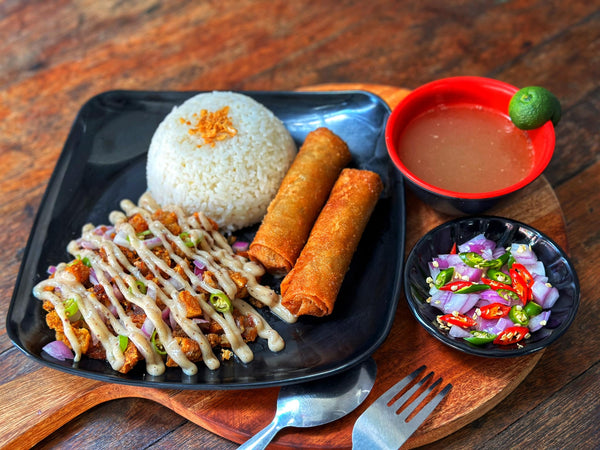 [Sisig Malala ^] Lumpiang Gulay w/ Sisig & Rice