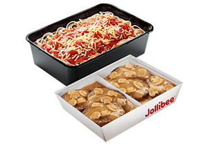 [Jollibee] 8-pc. Burger Steak w/ Jolly Spaghetti Family Pan