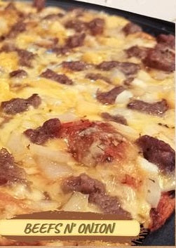 [HH^] Beef and Onion Pizza.